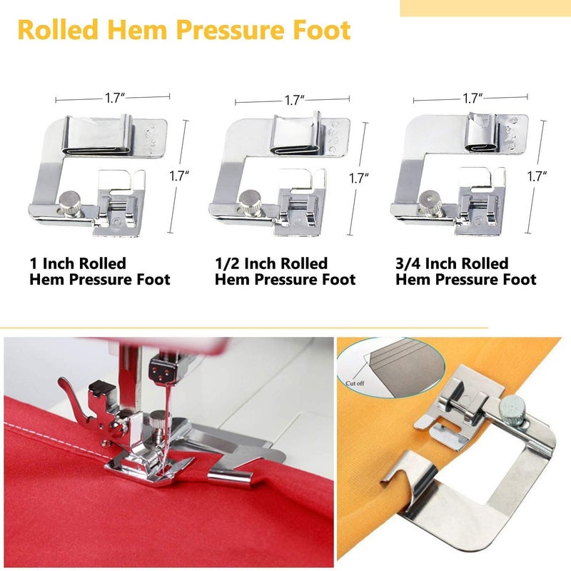 YICBOR 7PCS Rolled Hem Presser Foot, Wide Rolled Hem Foot & Narrow Hemmer Foot Kits and 1pc Zig Zag Foot Hemming Foot Set for Singer, Brother, Janome Low Shank Sewing Machines - Image 5